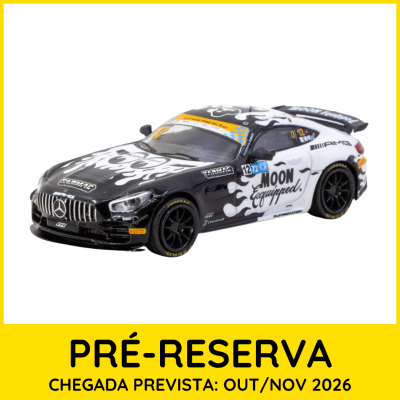 Miniatura carro de corrida preto e branco com texto MOON Equipped