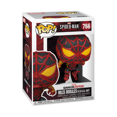 Figura Funko Pop! Miles Morales S.T.R.I.K.E. Suit Spider-Man 766 na caixa
