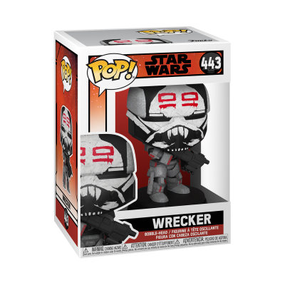 Figura Pop! Star Wars 443 Wrecker bobble-head cinzento e vermelho na caixa