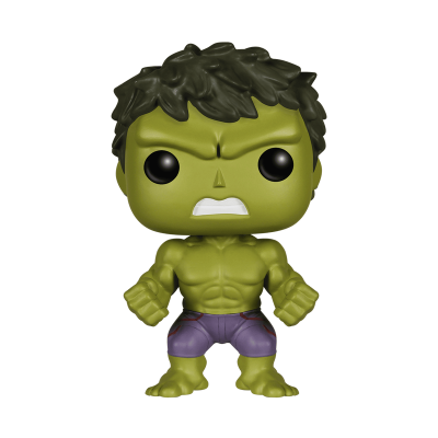 Figura Funko Pop do Hulk verde com cabelo castanho e calções roxos