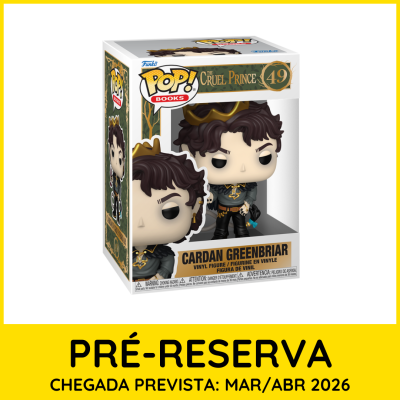 Figura Funko Pop de vinil Cardan Greenbriar The Cruel Prince nº49 em caixa com janela e pré-reserva com chegada prevista para mar/abr 2026.