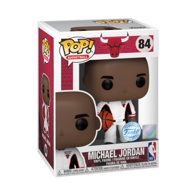 Figura Funko Pop! Michael Jordan com uniforme branco Chicago Bulls na caixa