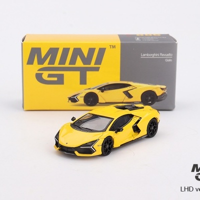 Miniatura de Lamborghini amarelo com embalagem MINI GT