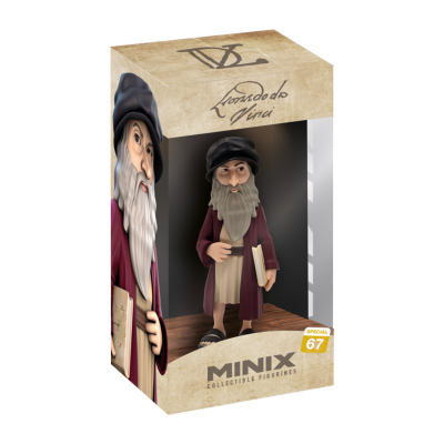 Figura colecionável MINIX Leonardo da Vinci em caixa
