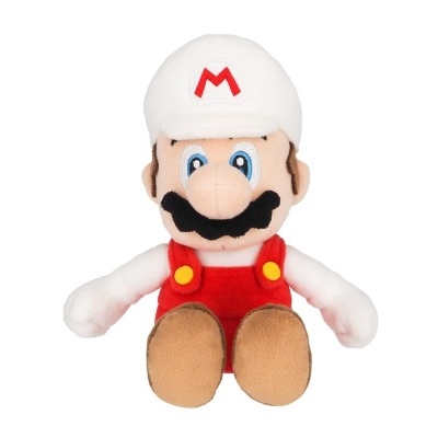 Pelúcia do personagem Mario com roupa vermelha e chapéu branco