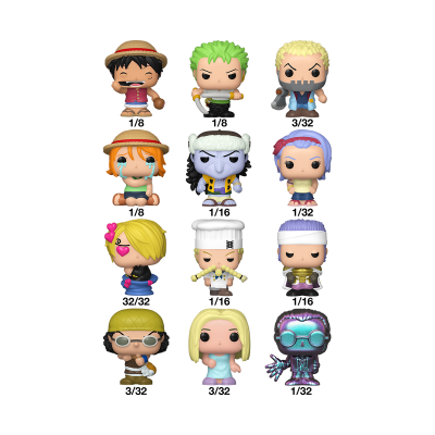 Doze bonecos Funko Pop de personagens variados com cabelos coloridos e roupas diversas