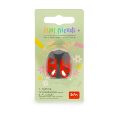 Apontador de lápis joaninha em embalagem verde clara Mini Friends Legami
