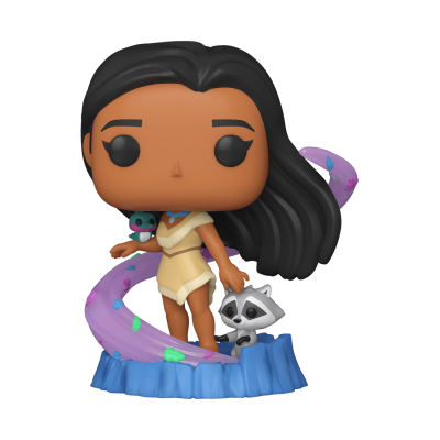 Figura Funko Pop de personagem feminina com guaxinim e serpente rosa