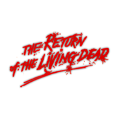 Texto vermelho com estilo de sangue THE RETURN OF THE LIVING DEAD
