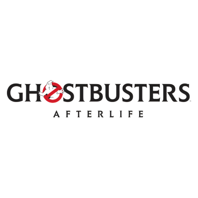 Logótipo do filme Ghostbusters Afterlife com fantasma e símbolo de proibição