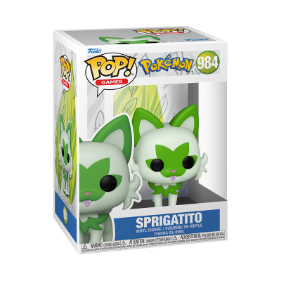 Boneco vinyl Funko Pop! Sprigatito do Pokémon na embalagem