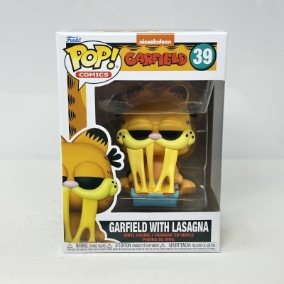 Funko Pop Garfield número 39 com lasanha em caixa branca