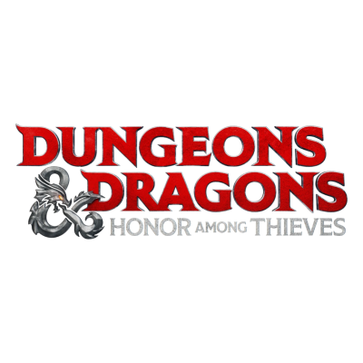 Logótipo de Dungeons & Dragons HONOR AMONG THIEVES com dragão estilizado