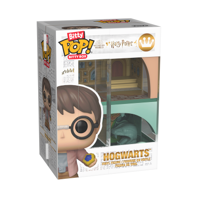 Caixa de figura de vinil Bitty Pop! Harry Potter com design Hogwarts e cobra