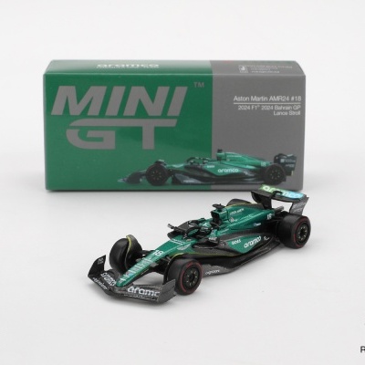 Miniatura de carro de Fórmula 1 Aston Martin AMR24 #18 com caixa