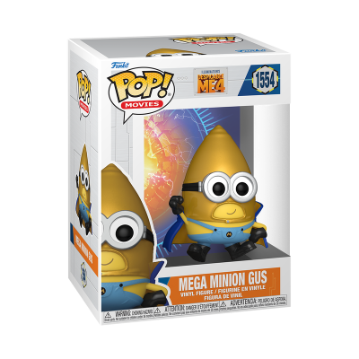 Figura em vinil Mega Minion Gus da coleção Pop! Movies na caixa