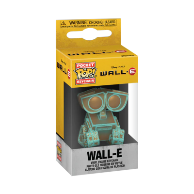 Chaveiro vinil da personagem WALL-E da Disney Pixar em embalagem amarela e cinza