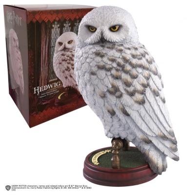 Estatueta de coruja branca Hedwig do Harry Potter com caixa