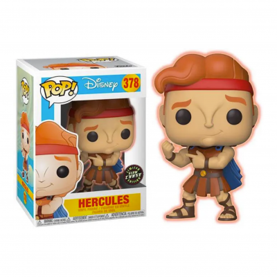 Figurinha Funko Pop! Hércules Disney vinil mulher com túnica castanha faixa vermelha e capa azul
