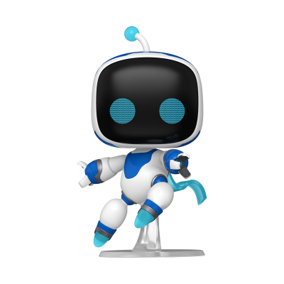 Figura de ação robô branca e azul com olhos azuis e antena