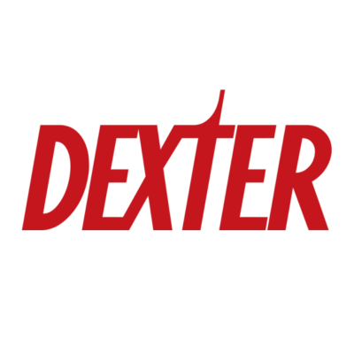 Logótipo com texto DEXTER em vermelho