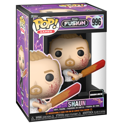 Figura Funko Pop Funko Fusion 996 Shaun com taco de cricket em caixa roxa