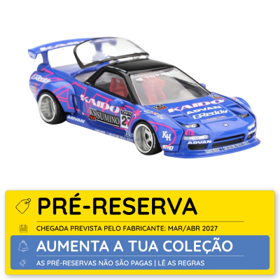 Miniatura de carro de corrida azul com autocolantes e interior vermelho