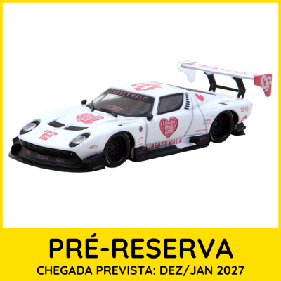 Miniatura de carro desportivo de corrida branco com detalhes vermelho e preto e texto Liberty Walk Kids