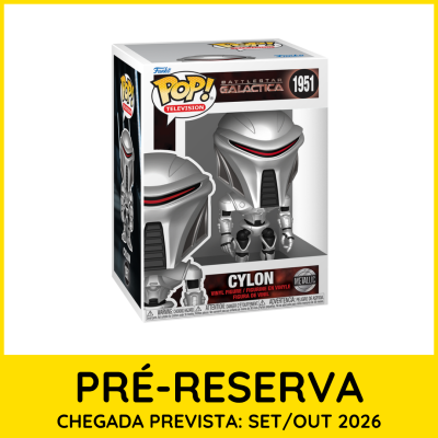 Figura Funko Pop! Cylon metálico de vinil na caixa