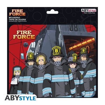 Mousepad Fire Force com personagens em farda de bombeiros