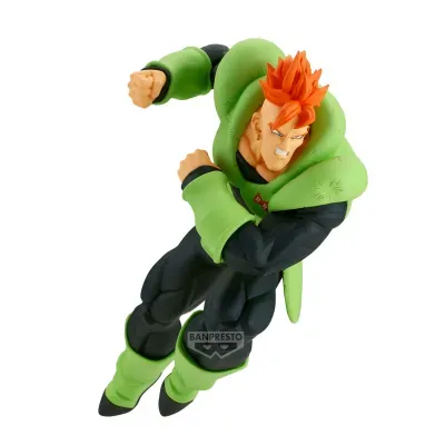 Figura Banpresto do Android 16 do Dragon Ball com roupa verde e preta.