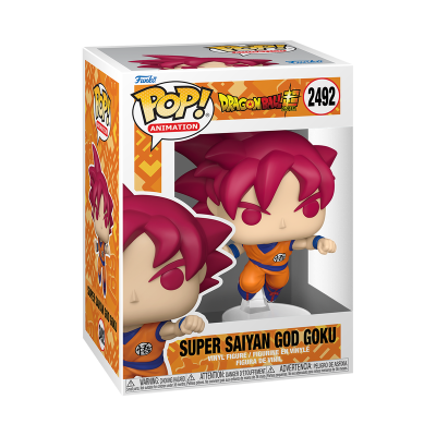 Boneco Funko Pop Super Saiyan God Goku da Dragon Ball Super em caixa
