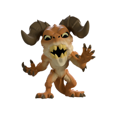 Figura colecionável de monstro laranja com chifres e garras