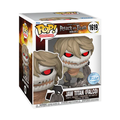 Figura Funko Pop! do Jaw Titan (Falco) de Attack on Titan na embalagem