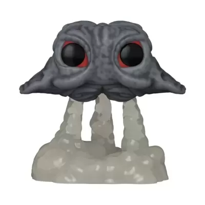 Figura colecionável de monstro alienígena cinzento com olhos grandes