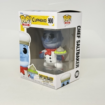 Funko Pop Chef Saltbaker da série Cuphead na caixa original.