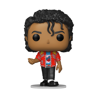 Figura Funko Pop Michael Jackson com jaqueta vermelha e cabelo encaracolado