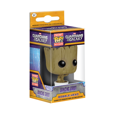 Funko Pop Dancing Groot de Guardians of the Galaxy em embalagem