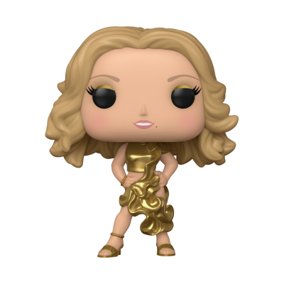 Figura Funko Pop loira com vestido dourado