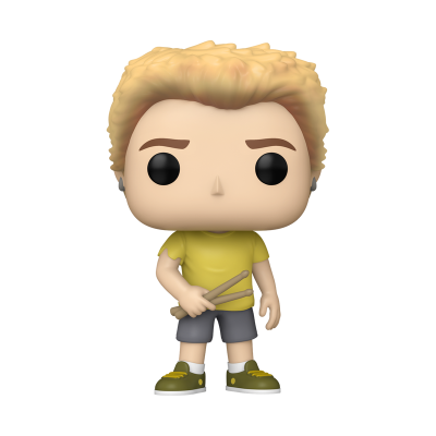 Figura Funko Pop com cabelo loiro encaracolado e camiseta amarela