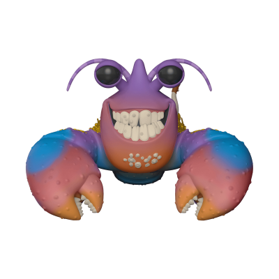 Brinquedo digital colorido em forma de caranguejo sorridente