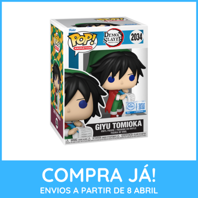 Figura Funko Pop Giyu Tomioka Demon Slayer na caixa