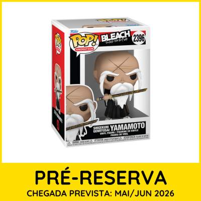 Figura Pop! vinyl de Shigekuni Genryusai Yamamoto da série Bleach na embalagem.