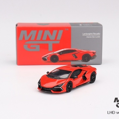 Miniatura carro desportivo Lamborghini vermelho com caixa MINI GT