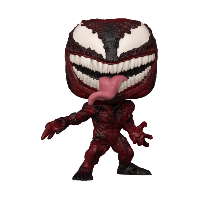 Figura Funko Pop do personagem Carnage com cores vermelha, preta e branca