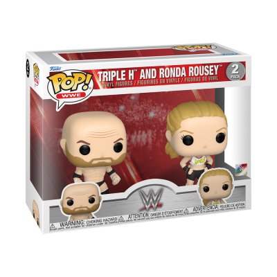 Caixa de duas figuras Pop! WWE de Triple H e Ronda Rousey