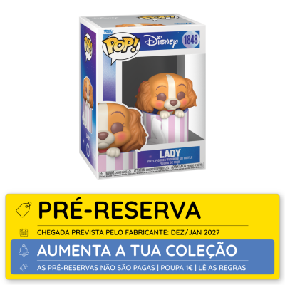 Figura Funko Pop Lady Disney vinil na caixa.