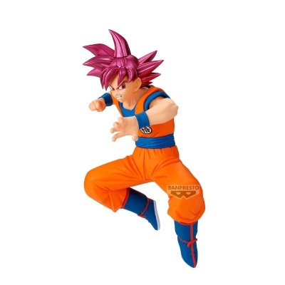 Figura de ação anime com cabelo rosa e roupa laranja em pose dinâmica