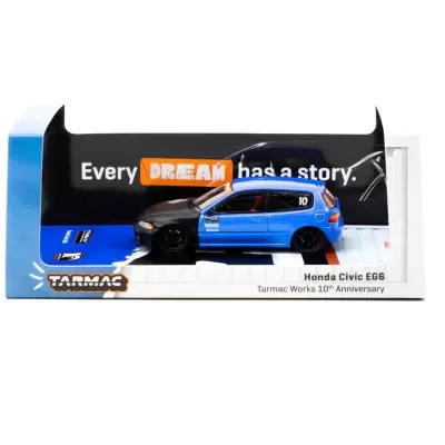 Miniatura de Honda Civic EG6 azul e preto em caixa Tarmac