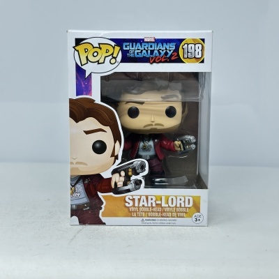 Funko Pop! Star-Lord Guardians of the Galaxy Vol. 2 número 198 na caixa